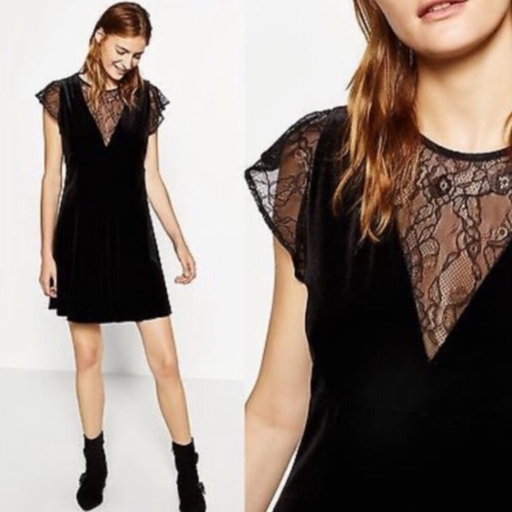 Zara Velvet and Lace Dress